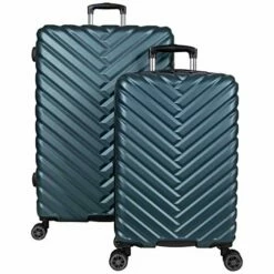 Kenneth Cole Reaction Women's Madison Square Hardside Chevron Expandable Luggage, Emerald, 2-Piece Set (20" & 28")
