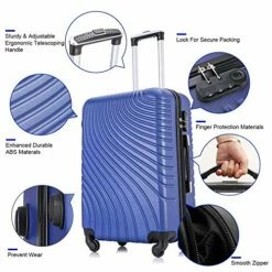 Apelila 3 Piece ABS Luggage Sets With Spinner Wheels Hard Shell Spinner Carry On Suitcase (Blue, 3 Pieces 20 24 28 Inch) 12 Apelila 3 Piece ABS Luggage Sets With Spinner Wheels Hard Shell Spinner Carry On Suitcase (Blue, 3 Pieces 20 24 28 Inch) -TRAVELPRO Sales 51Djf03yK L