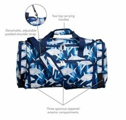 Wildkin Kids Weekender Duffel Bag For Boys And Girls, Carry-On Size And Perfect For Weekend Or Overnight Travel, 600-Denier Polyester Fabric Duffel Bags Measures 22 X 12 X 12 Inches (Sharks) -TRAVELPRO Sales 51EmKmokwdL