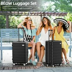BEOW Expandable Luggage Sets Clearance 3 Piece Hardshell Lightweight PC+ABS Suitcase Spinner Wheels TSA Lock Black -TRAVELPRO Sales 51FFu81CkiL