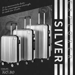 COOLIFE Luggage Expandable Suitcase PC+ABS 3 Piece Set With TSA Lock Spinner Carry On 20in24in28in (Sliver, 3 Piece Set) -TRAVELPRO Sales 51FUHei5 L
