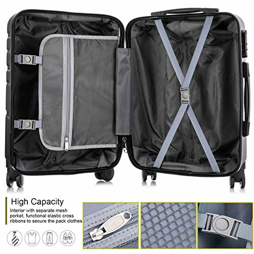4PC Luggage Sets, ABS Hardshell Luggage Set Lightweight Hard Shell Travel Suitcases W/Spinner Wheels Free Suitcase Cover(18 20 24 28Inch) (Black) 5 4PC Luggage Sets, ABS Hardshell Luggage Set Lightweight Hard Shell Travel Suitcases W/Spinner Wheels Free Suitcase Cover(18 20 24 28Inch) (Black) - Image 3