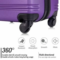 Expandable 3 Piece Luggage Sets Hardside Durable Suitcase With Spinner Wheels TSA Lock, 3 Pcs Carry On Case Travel Home Outdoor School Lightweight Trolley Case ( 20" 24" 28" Purple) -TRAVELPRO Sales 51G aBkgjFS