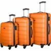Expandable 3 Piece Luggage Sets Hardside Durable Suitcase With Spinner Wheels TSA Lock, 3 Pcs Carry On Case Travel Home Outdoor School Lightweight Trolley Case ( 20" 24" 28" Orange)