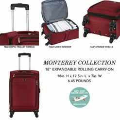 Travelers Club Monterey Softside Spinner Luggage, Red, Carry-On 18-Inch -TRAVELPRO Sales 51H0tB6rb1L