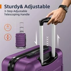 SHOWKOO Luggage Sets Expandable PC+ABS Durable Suitcase Sets Double Wheels TSA Lock 4 Piece Luggage Set Purple 13 SHOWKOO Luggage Sets Expandable PC+ABS Durable Suitcase Sets Double Wheels TSA Lock 4 Piece Luggage Set Purple -TRAVELPRO Sales 51HEMXBcb8L