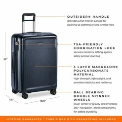 Briggs & Riley Sympatico Hardside Medium Spinner Luggage, Matte Navy, 27-Inch Checked -TRAVELPRO Sales 51HNqVt4laL