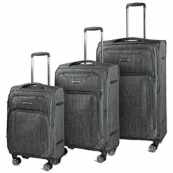 Cantor Ultra Lightweight Softside Luggage With Spinner Wheels, Set Of 3, Expandable Suitcase With Retractable Handle And ID Tag, And Interlocking Zippers With TSA Lock (Grey)