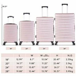 4 Piece Luggage Sets, Expandable Hardshell ABS Luggage Sets With TSA Lock Spinner Wheels Travel Suitcases Set (4 PCS, TSA Lock+Expandable, Rose Gold) -TRAVELPRO Sales 51JGa3daYdL