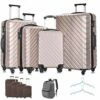 Apelila 5 Piece Hardshell Luggage Sets,Travel Suitcase,Carry On Luggage With Spinner Wheels Free Cover&Hanger Inside (Champagne Gold With Bag) -TRAVELPRO Sales 51JkZg8DawL