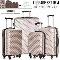 4PC 18-28 Inch Hardshell Luggage ABS Luggages Sets With Spinner Wheels Hard Shell Spinner Carry On Suitcase (Champagne Gold, 4 PCS) -TRAVELPRO Sales 51KAILMWkZL