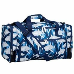 Wildkin Kids Weekender Duffel Bag For Boys And Girls, Carry-On Size And Perfect For Weekend Or Overnight Travel, 600-Denier Polyester Fabric Duffel Bags Measures 22 X 12 X 12 Inches (Sharks)