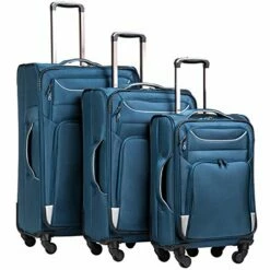Coolife Luggage 3 Piece Set Suitcase Spinner Softshell Lightweight (blue+sliver)