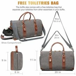 Oflamn Large Duffle Bag Canvas Leather Weekender Overnight Travel Carry On Tote Bag With Shoe Compartment And Toiletry Bag (Grey) -TRAVELPRO Sales 51LIGhcqBHL