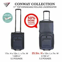Travelers Club Top Expandable +50% Capacity Luggage With USB Port, Navy Blue, 17" Underseat Carry-On -TRAVELPRO Sales 51LrsJhproL