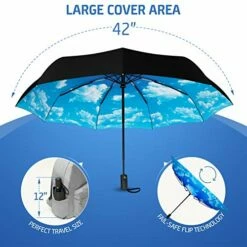 Rain-Mate Compact Travel Umbrella - Pocket Portable Folding Windproof Mini Umbrella - Auto Open And Close Button And 9 Rib Reinforced Canopy (Blue Sky) 16 Rain-Mate Compact Travel Umbrella - Pocket Portable Folding Windproof Mini Umbrella - Auto Open And Close Button And 9 Rib Reinforced Canopy (Blue Sky) -TRAVELPRO Sales 51MNuOSPQfL