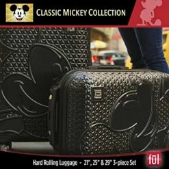 FUL Disney Mickey Mouse 3 Piece Rolling Luggage Set, Hardside Suitcase With Spinner Wheels, 21 Inch, 25 Inch And 29 Inch, Black -TRAVELPRO Sales 51NFmMkKf3L