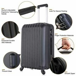 4 Piece Luggage Sets With Spinner Wheels Travel Suitcase Hard-shell Lightweight 16" 20" 24" 28" (4 PCS LM Black) -TRAVELPRO Sales 51Nn0e6hzkL