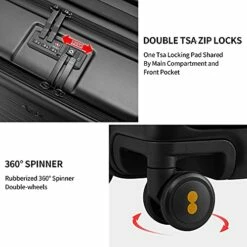 LEVEL8 Carry On Luggage, Road Runner 20-Inch Hardside Suitcase, Spinner Luggage With Front Pocket, Double TSA Locks - Black -TRAVELPRO Sales 51NzKrkI1gS