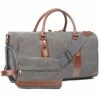Oflamn Large Duffle Bag Canvas Leather Weekender Overnight Travel Carry On Tote Bag With Shoe Compartment And Toiletry Bag (Grey) -TRAVELPRO Sales 51OVrThK0BL