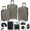 Samsonite Omni Hardside Nested Luggage Spinner Set, Silver W/ 10pc Accessory Kit