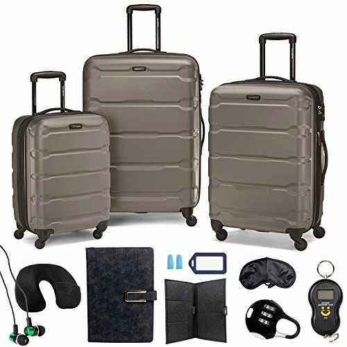 Samsonite Omni Hardside Nested Luggage Spinner Set, Silver W/ 10pc Accessory Kit 3 Samsonite Omni Hardside Nested Luggage Spinner Set, Silver W/ 10pc Accessory Kit