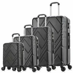 4PC Luggage Sets, ABS Hardshell Luggage Set Lightweight Hard Shell Travel Suitcases W/Spinner Wheels Free Suitcase Cover(18 20 24 28Inch) (Black)