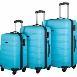 Expandable 3 Piece Luggage Sets Hardside Durable Suitcase With Spinner Wheels TSA Lock, 3 Pcs Carry On Case Travel Home Outdoor School Lightweight Trolley Case ( 20" 24" 28" Blue)