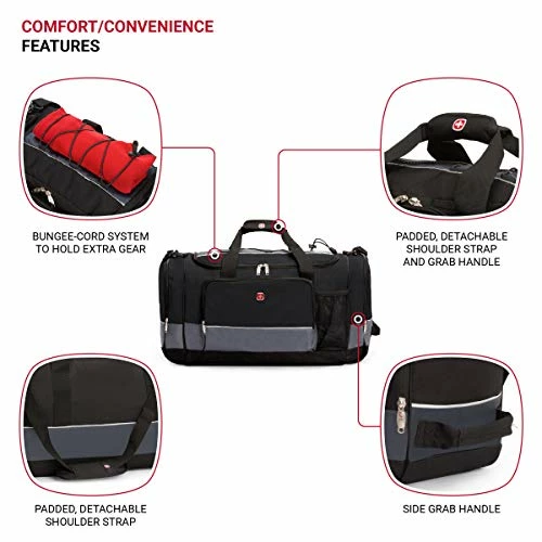 SwissGear 20" Duffel Bag | Gym Bag | Travel Duffle Bags | Men's And Women's - Grey/Black 10 SwissGear 20" Duffel Bag | Gym Bag | Travel Duffle Bags | Men's And Women's - Grey/Black - Image 8