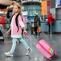 Emissary Kids Luggage With Wheels For Girls - 18” Unicorn Kids Suitcase With 14” Backpack - Kids Suitcases For Girls - Hard-Sided Rolling Kids Suitcase - Kids Carry On Luggage With Wheels -TRAVELPRO Sales 51Qlue3DuBL