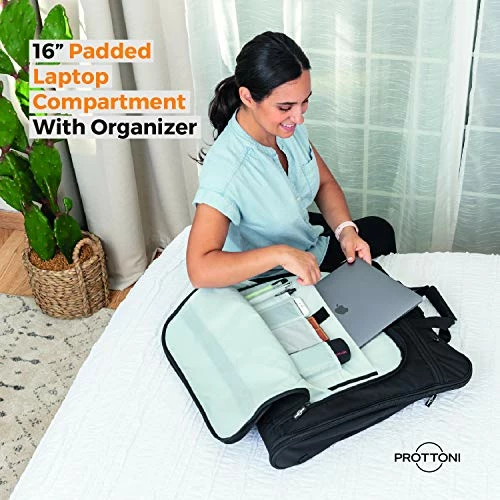 Prottoni 44-Inch Suit Carrier For Travel - Garment Suitcase With Toiletry Bag (Black + Clear Toiletry Bag, 44") 6 Prottoni 44-Inch Suit Carrier For Travel - Garment Suitcase With Toiletry Bag (Black + Clear Toiletry Bag, 44") - Image 4