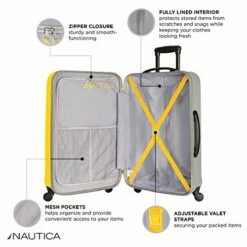 Nautica Hardside Carry On Luggage - 20 Inch Spinner Wheels Suitcase Lightweight Rolling Travel Bag For Under Seat, Yellow/Silver -TRAVELPRO Sales 51RqYLeGYrL