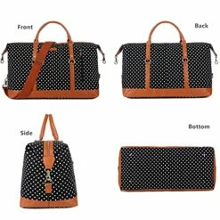 BAOSHA HB-14 Canvas Travel Tote Duffel Bag Carry On Weekender Overnight Bag Oversized For Women And Ladies (Black Dot) -TRAVELPRO Sales 51RqhugovoS