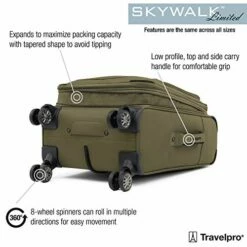 Travelpro Skywalk Limited 3 Piece Spinner Suitcase Set - Softside Expandable Travel Luggage With Spinning Wheels – Carry On & Checked Bags, Olive -TRAVELPRO Sales 51SJCbu6KpL