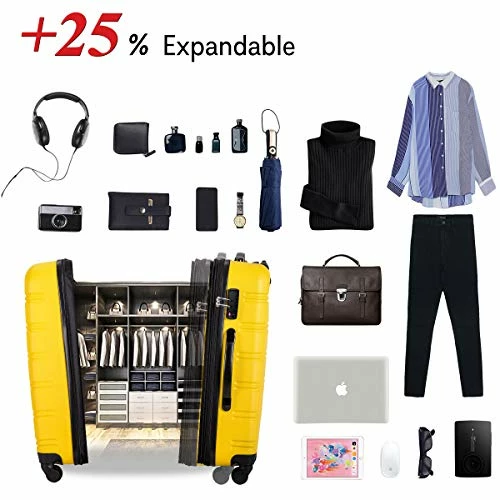 Merax Expandable Luggage Sets With TSA Locks, 3 Piece Lightweight Spinner Suitcase Set (Yellow) 9 Merax Expandable Luggage Sets With TSA Locks, 3 Piece Lightweight Spinner Suitcase Set (Yellow) - Image 7