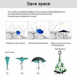 Reverse Umbrella, Holiday Christmas Green Tre Inverted Umbrella,UV Protection Windproof Umbrella C-Shaped Handle Double Layer Reverse For Car Outdoor Use -TRAVELPRO Sales 51U3V4GjxlL