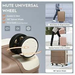 Joyway 20" Carry-On Suitcases & 14" Cosmetic Bag & 7" Small Bag, Lightweight Polypropylene Carrying Case With TSA Lock, Rigid Luggage With Swivel Wheels (Chocolate Color, 20in Carry-On) -TRAVELPRO Sales 51Ujj6MC3CL