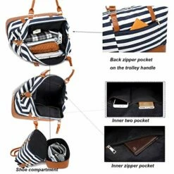 Womens Travel Weekend Bag Canvas Overnight Carry On Shoulder Duffel Beach Tote Bag (Blue Stripe With Shoe Compartment) -TRAVELPRO Sales 51VXPi9dmzL
