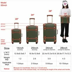NZBZ Vintage Luggage Sets With Spinner Wheels Cute Carry On Suitcase Tsa Lock Luggage 3 Pieces (Green, 14inch & 20inch & 28inch) 12 NZBZ Vintage Luggage Sets With Spinner Wheels Cute Carry On Suitcase Tsa Lock Luggage 3 Pieces (Green, 14inch & 20inch & 28inch) -TRAVELPRO Sales 51W3qdNpJNS