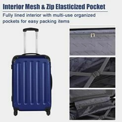 Goplus 3Pcs Luggage Set, Hardside Travel Rolling Suitcase, 20/24/28 Rolling Luggage Upright, Hardshell Spinner Luggage Set With Telescoping Handle, Coded Lock Travel Trolley Case (Dark Blue) -TRAVELPRO Sales 51WM4v9qQZL
