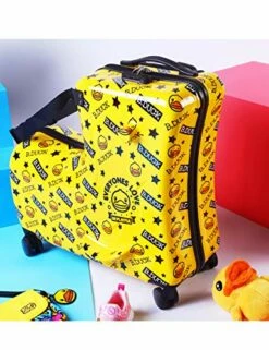 AO WEI LA OW Cute Unisex Kids Ride On Suitcase Travel Trolley Case Spinner Carry On Luggage With Wheels Suggest Fits To Kids Aged 3-6 Years Old(Yellow/01, 20 Inch) -TRAVELPRO Sales 51Wdgq7pSYL