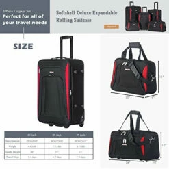 Flieks 5 Piece Luggage Set Deluxe Expandable Rolling Suitcase (black&red) 13 Flieks 5 Piece Luggage Set Deluxe Expandable Rolling Suitcase (black&red) -TRAVELPRO Sales 51X0XPpqqzL