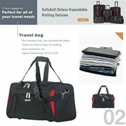Flieks 5 Piece Luggage Set Deluxe Expandable Rolling Suitcase (black&red) 11 Flieks 5 Piece Luggage Set Deluxe Expandable Rolling Suitcase (black&red) -TRAVELPRO Sales 51X3 Ijg4PL