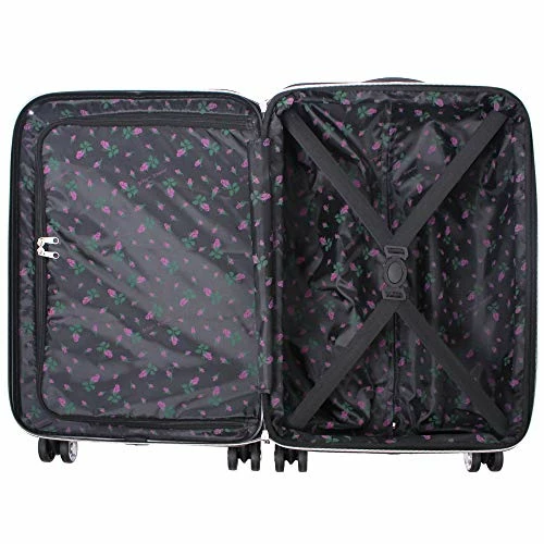 Betsey Johnson 4 Piece Designer Luggage - Expandable (ABS+PC) Hardside Lightweight Spinner Suitcases - Set Includes 15 Inch Underseat Bag, 20 Inch Carry On, 26 & 30 Inch Checked Bags (Stripe Roses) 4 Betsey Johnson 4 Piece Designer Luggage - Expandable (ABS+PC) Hardside Lightweight Spinner Suitcases - Set Includes 15 Inch Underseat Bag, 20 Inch Carry On, 26 & 30 Inch Checked Bags (Stripe Roses) - Image 2