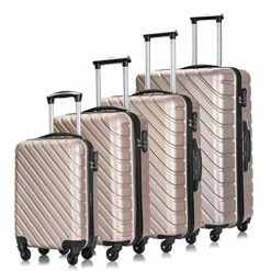 4PC 18-28 Inch Hardshell Luggage ABS Luggages Sets With Spinner Wheels Hard Shell Spinner Carry On Suitcase (Champagne Gold, 4 PCS)