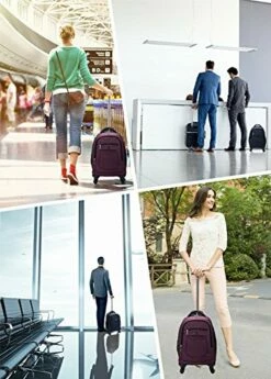 Racini Nylon Waterproof Rolling Backpack, Freewheel Travel Wheeled Backpack, Carry-on Luggage With Anti-Theft Zippers(Purple) -TRAVELPRO Sales 51XH1J4HxML