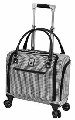 LONDON FOG Cambridge II 15-Inch 8 Wheel Under Seat Bag, Black White Houndstooth