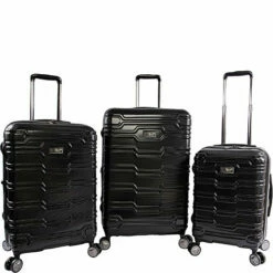 ORIGINAL PENGUIN Collins 3 Piece Set Expandable Suitcase With Spinner Wheels, Black, One Size