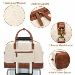 Weekender Bag For Women Canvas Overnight Bag Large Travel Bags For Women Carry On Shoulder Duffle Bag With Shoe Compartment,Perfect For Travel/Daily Use/Birthday Gift (Beige) -TRAVELPRO Sales 51Zd8BepbFL