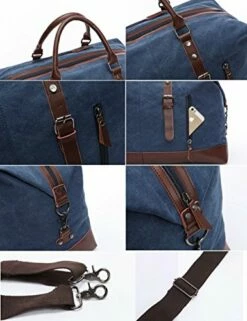 BAOSHA Oversized Canvas PU Leather Travel Tote Duffel Bag Weekender Overnight Bag (Black) -TRAVELPRO Sales 51ZdASkwLYL